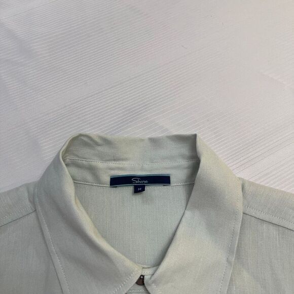 Shore Light Green Linen Men’s Long Sleeve Button Up Shirt Size Medium - Picture 5 of 9